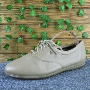 Easy Spirit Motion Taupe Leather Oxford Shoes Women 7.5N Comfort Walking Lace-Up